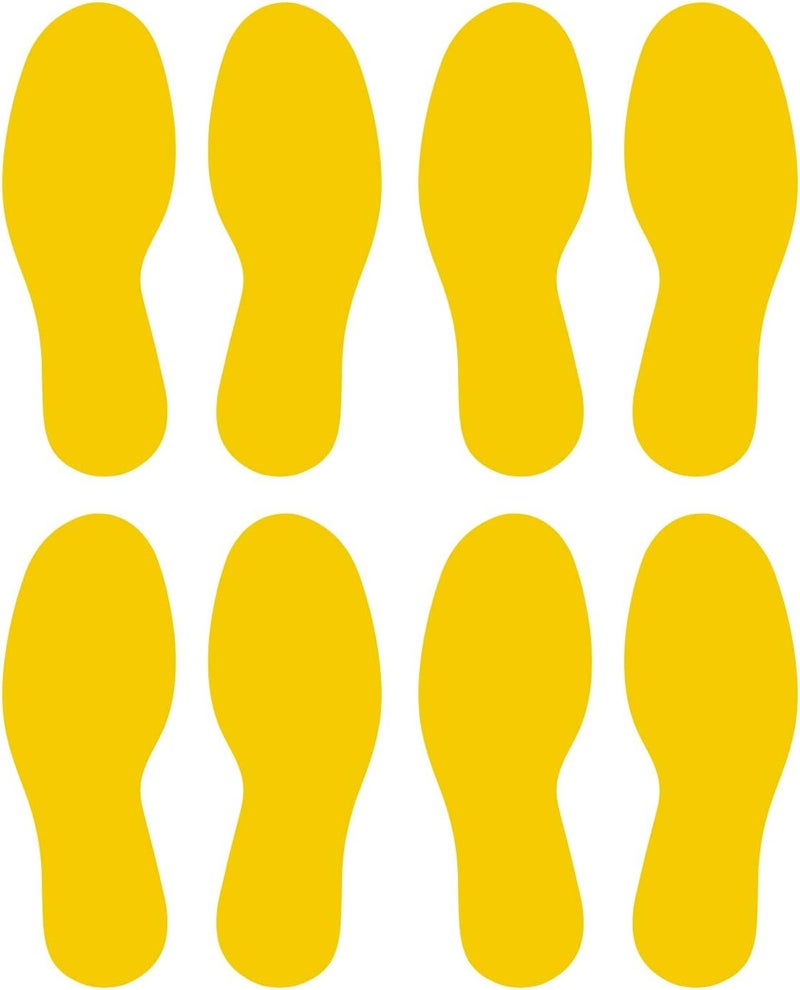 LiteMark Floor Vinyl Decals Footprint Stickers – line up Stickers for Classroom Floor, Offices, Dance, Events – Durable Gloss Finish Spot Markers, Yellow, 11.5 Inch, Pack of 8 Pcs (4 Pairs) - Image 1